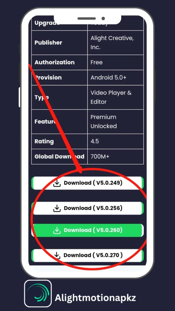 Alight Motion Old Version Download Button Screenshot