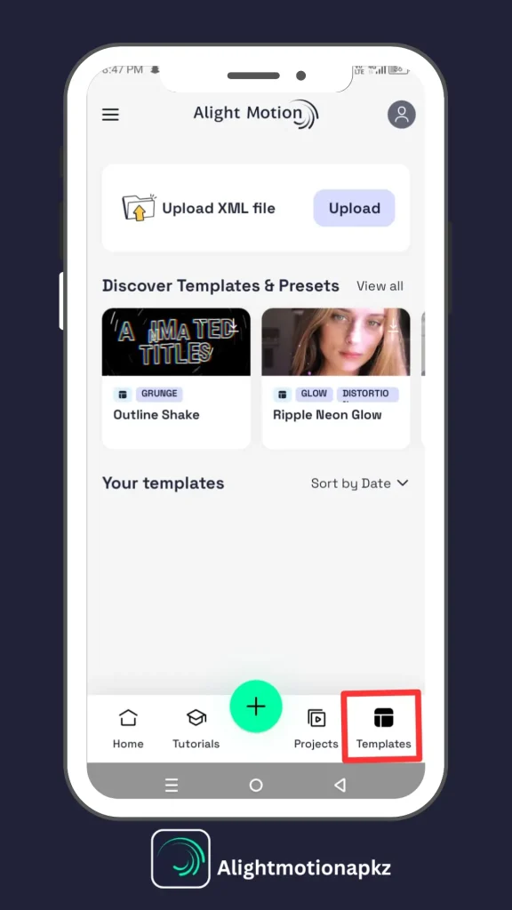 Templates of XML Screenshot in Alight Motion