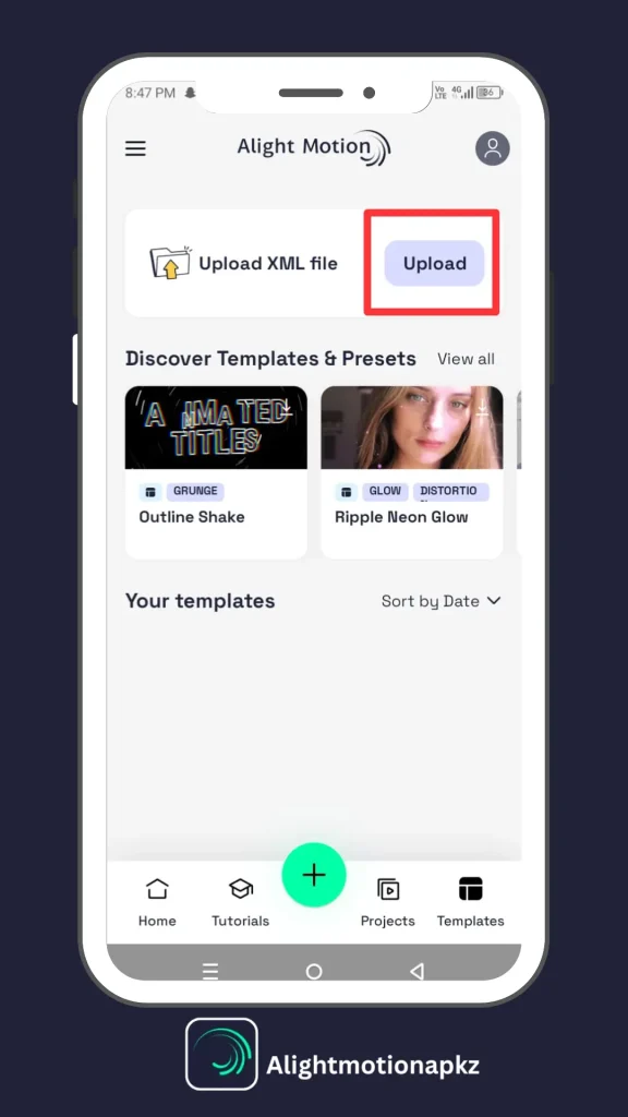 Upload XML File Screenshot in Alight Motion APK